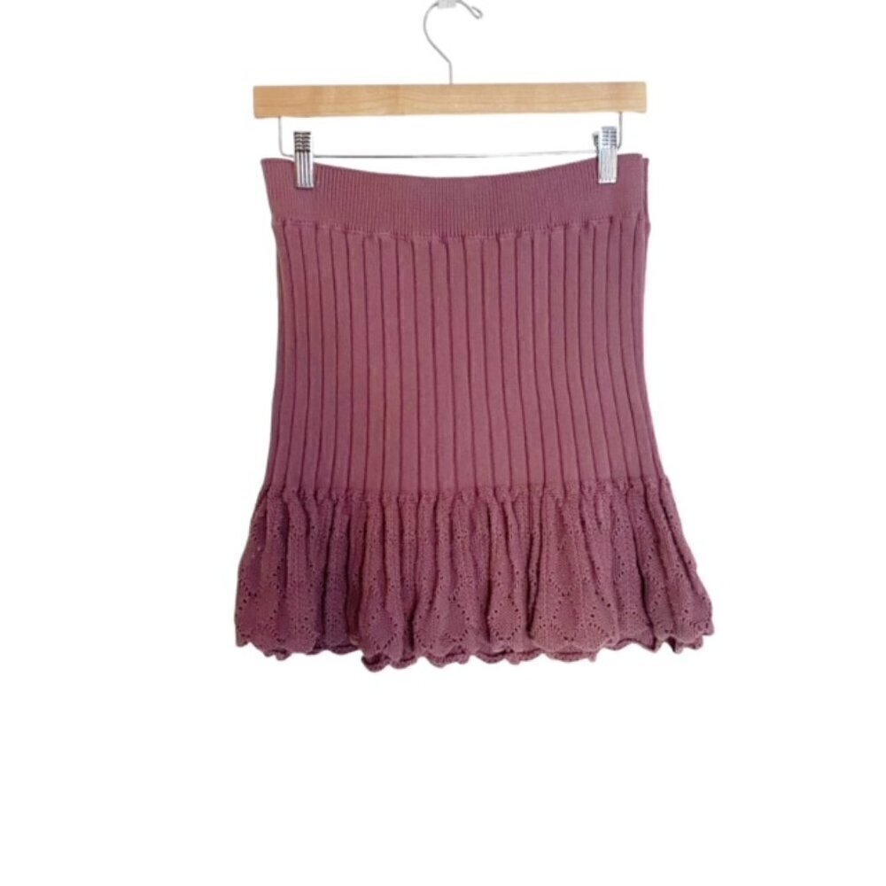 Free People Flounced Pointelle Sweater Skirt Small